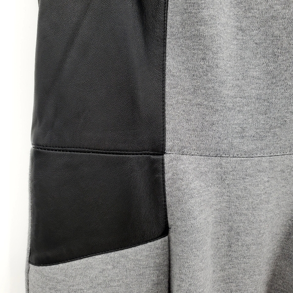Club Monaco Janine Heather Gray Black Leather Trim Dress - Picture 8 of 16